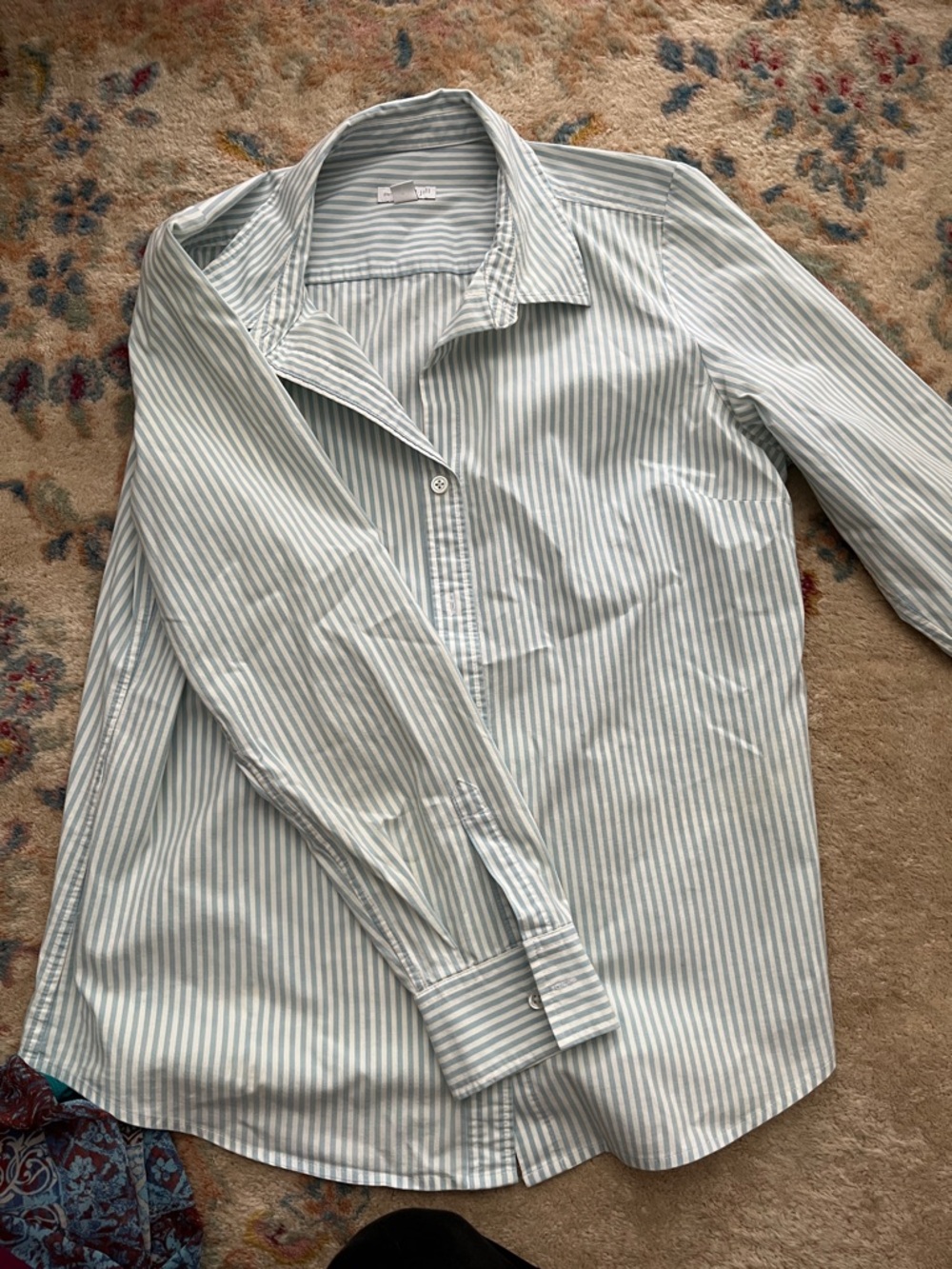 Jill light blue striped button up